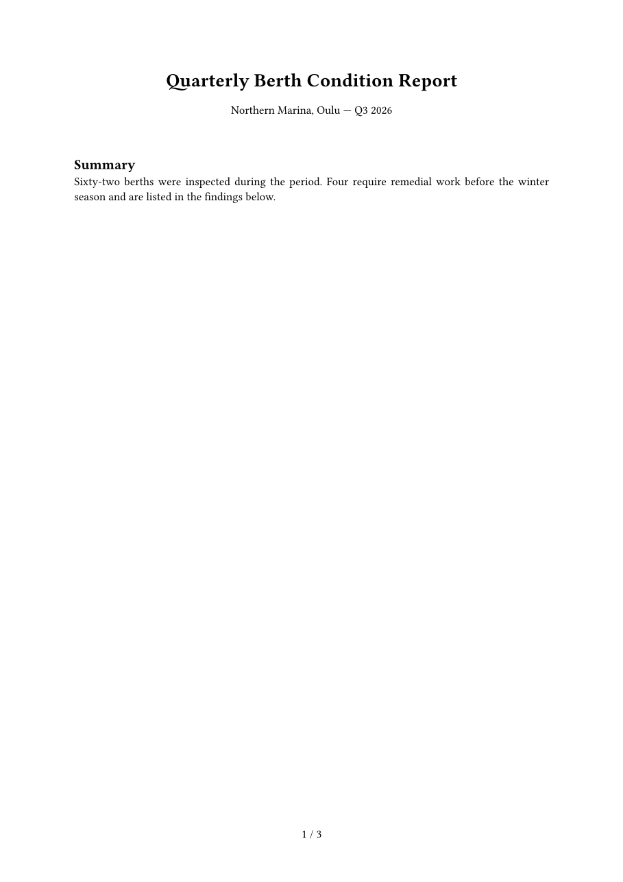 Report page one rendered to PNG